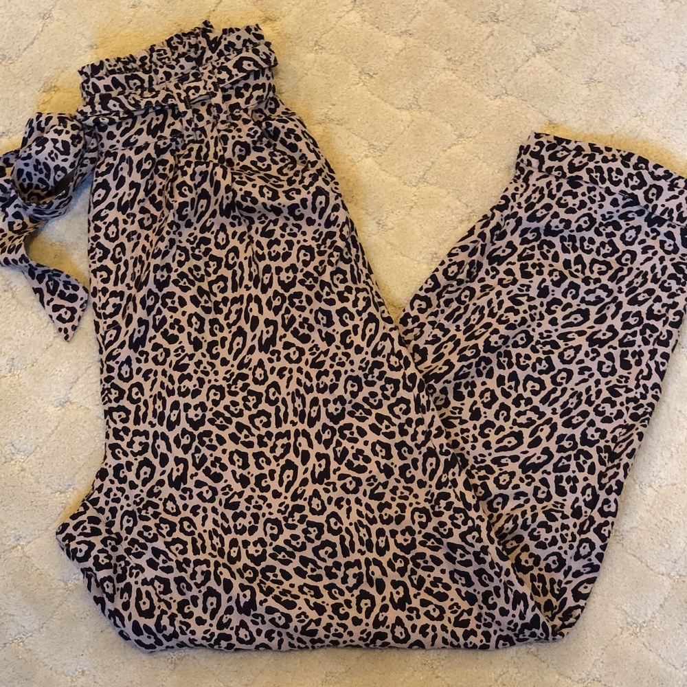AmericanEagle High Waisted Paper Bag Leopard Pants